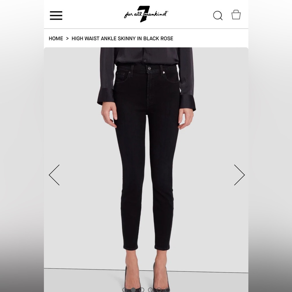 7 for All Mankind high waist ankle skinny in black. Like new